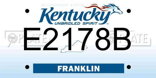 E2178B Kentucky License Plate