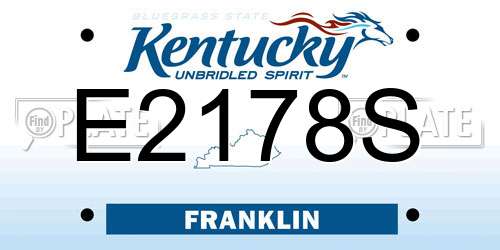 E2178S Kentucky License Plate