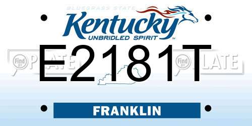 E2181T Kentucky License Plate