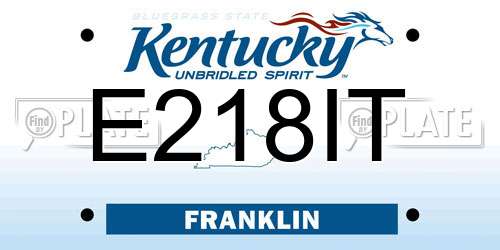 E218IT Kentucky License Plate