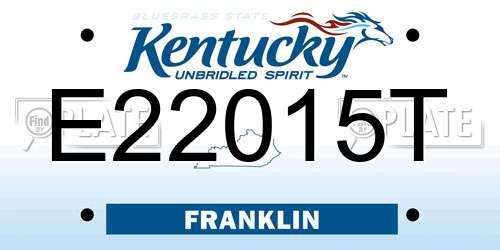 E22015T Kentucky License Plate