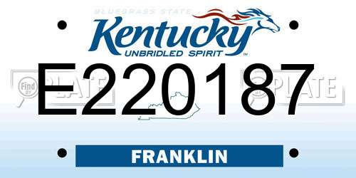 E220187 Kentucky License Plate