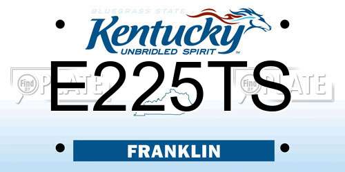 E225TS Kentucky License Plate