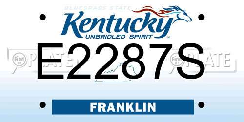 E2287S Kentucky License Plate