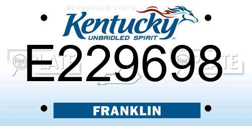 E229698 Kentucky License Plate