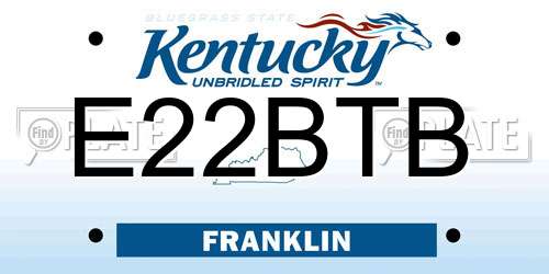 E22BTB Kentucky License Plate