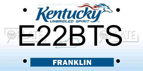 E22BTS Kentucky License Plate