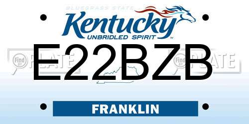 E22BZB Kentucky License Plate