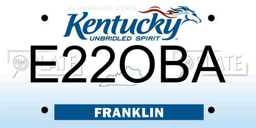 E22OBA Kentucky License Plate