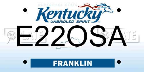 E22OSA Kentucky License Plate