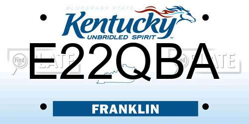E22QBA Kentucky License Plate