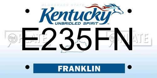 E235FN Kentucky License Plate