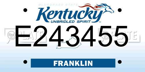 E243455 Kentucky License Plate