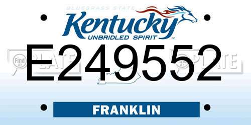 E249552 Kentucky License Plate