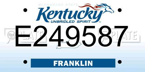 E249587 Kentucky License Plate