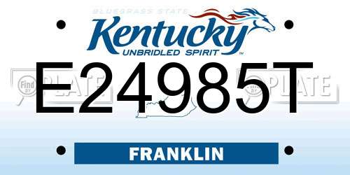E24985T Kentucky License Plate