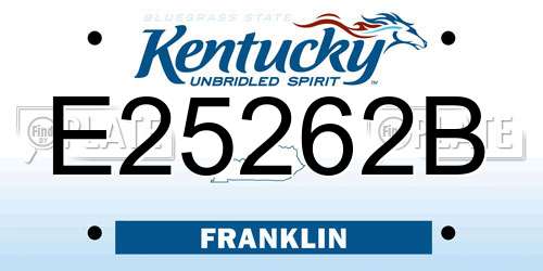 E25262B Kentucky License Plate