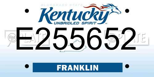 E255652 Kentucky License Plate