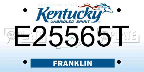 E25565T Kentucky License Plate