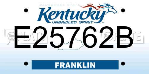 E25762B Kentucky License Plate