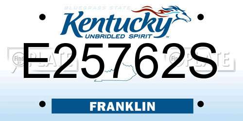 E25762S Kentucky License Plate