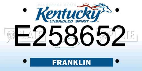 E258652 Kentucky License Plate