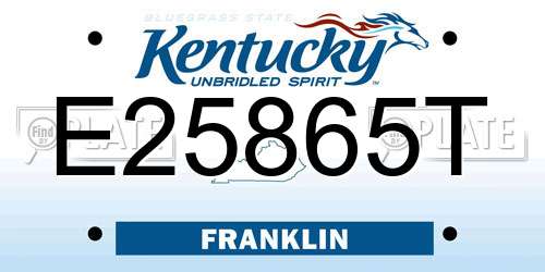 E25865T Kentucky License Plate
