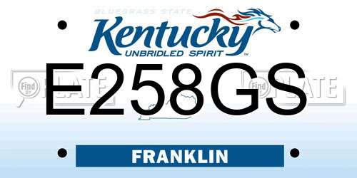E258GS Kentucky License Plate