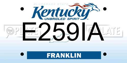 E259IA Kentucky License Plate