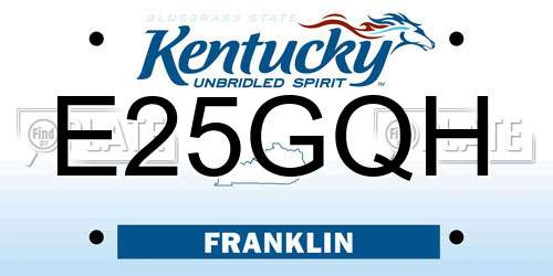 E25GQH Kentucky License Plate