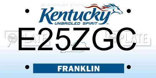 E25ZGC Kentucky License Plate