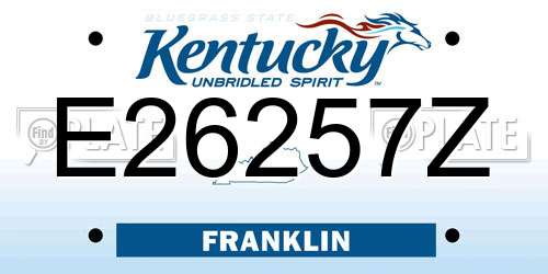 E26257Z Kentucky License Plate