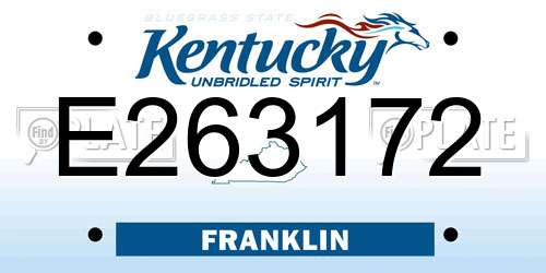E263172 Kentucky License Plate