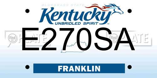 E270SA Kentucky License Plate
