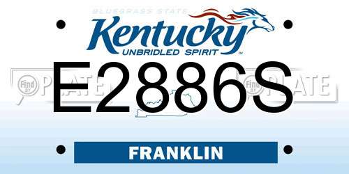E2886S Kentucky License Plate