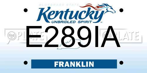 E289IA Kentucky License Plate