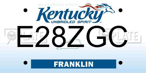 E28ZGC Kentucky License Plate