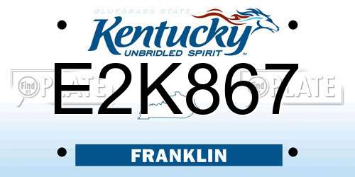 E2K867 Kentucky License Plate