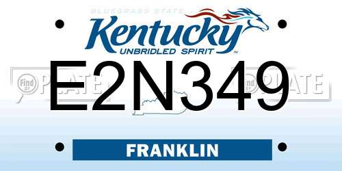 E2N349 Kentucky License Plate