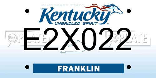 E2X022 Kentucky License Plate