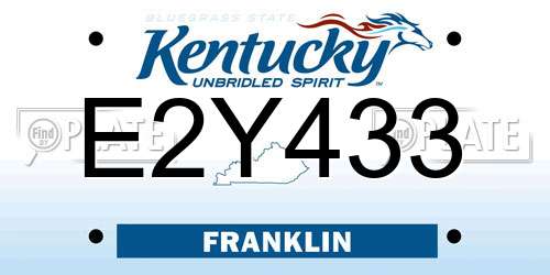 E2Y433 Kentucky License Plate