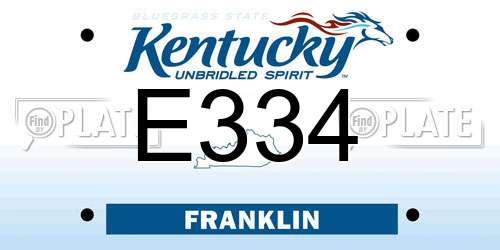E334 Kentucky License Plate