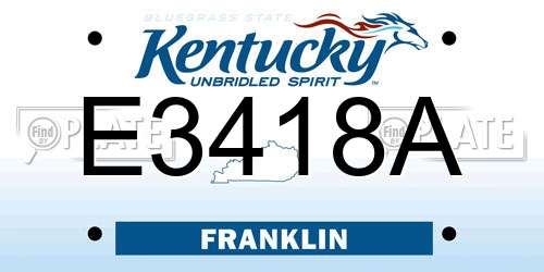 E3418A Kentucky License Plate