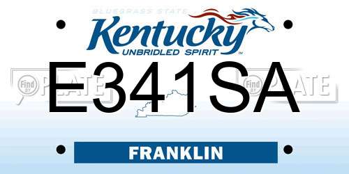 E341SA Kentucky License Plate
