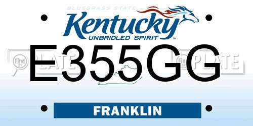 E355GG Kentucky License Plate