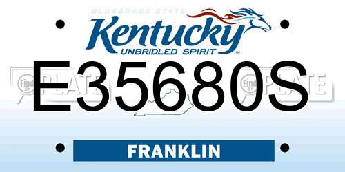 E35680S Kentucky License Plate