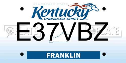 E37VBZ Kentucky License Plate