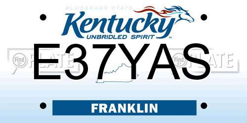 E37YAS Kentucky License Plate