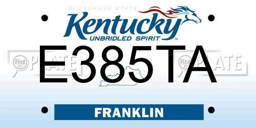 E385TA Kentucky License Plate