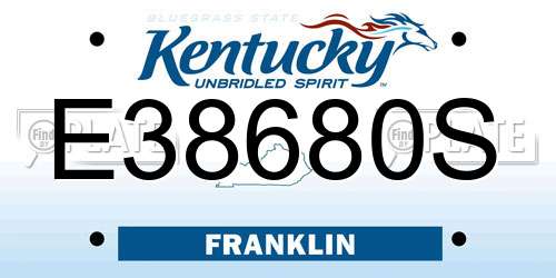 E38680S Kentucky License Plate